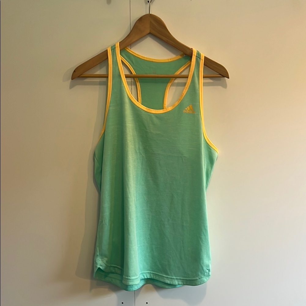 Adidas Green and Gold Sleeveless Tank Top